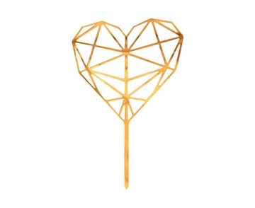 Акриловое украшение для торта Diamond Heart, золото, 1