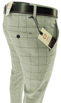 SPODNIE MĘSKIE JASNE W KRATĘ W32 86-88 CM