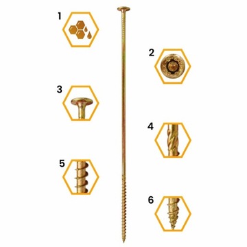 WKRĘTY CIESIELSKIE DO DREWNA TALERZOWE 8x380 TORX