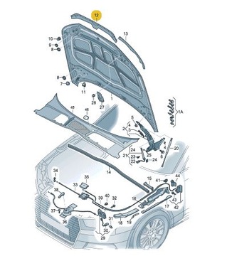 ПРОКЛАДКА КАПОТА ЦЕНТРАЛЬНАЯ AUDI A4 B9 8W0823124