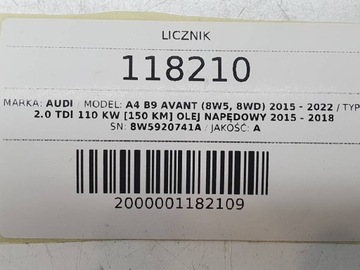фото thumb №9, Спідометр  прилади audi a4 b9 дизель 2.0 tdi європа 8w5920741a
