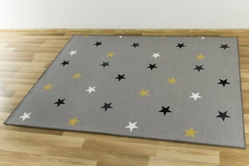DYWAN SZARO ŻÓŁTY DO POKOJU DZIECI W GWIAZDKI NA FILCU STARS 200x250 cm