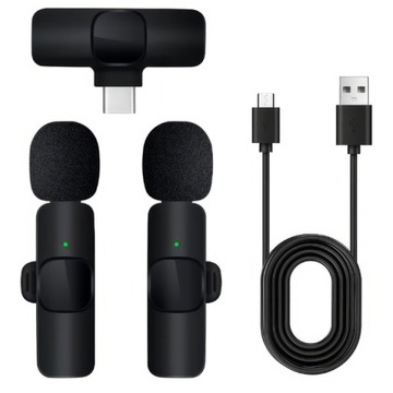 2 беспроводных петличных микрофона с зажимом USB-C. Прямая трансляция видеоблогов на платформе Android