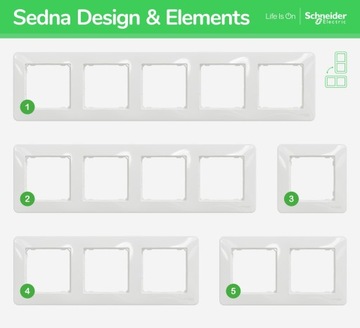 SCHNEIDER SEDNA ELEMENTS ДВОЙНАЯ РАМА, БЕЛОЕ СТЕКЛО