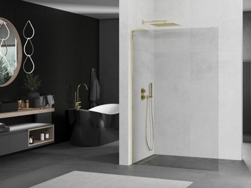 MEXEN KIOTO L ŚCIANKA PRYSZNICOWA WALK-IN 55 x 200 CM ZŁOTA szkło 8 mm