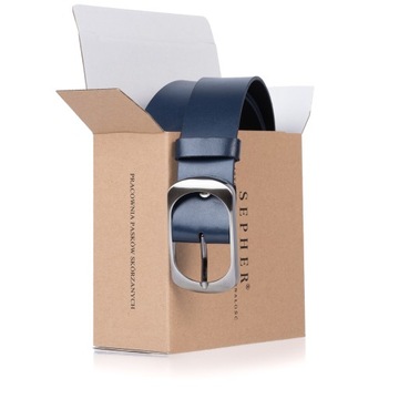 Pasek skórzany SEPHER Classic 4cm GRANATOWY | 105