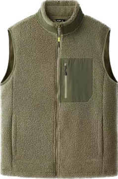 Теплый жилет, безрукавка, оливковый, флис, 4XL