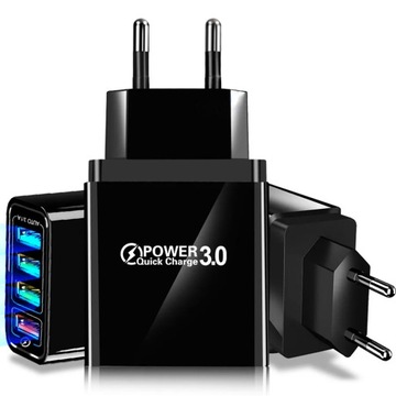 БЫСТРОЕ СЕТЕВОЕ ЗАРЯДНОЕ УСТРОЙСТВО 4xUSB QC 3.0 БЛОК ПИТАНИЯ РАЗЪЕМ ДЛЯ ТЕЛЕФОНА
