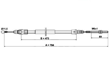 фото thumb №2, Трос тормоза ручного peugeot 607 2.0-3.0 02.00-0