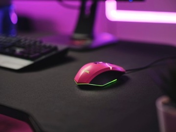 ПРОВОДНАЯ USB-ПРОГРАММИРУЕМАЯ ИГРОВАЯ МЫШЬ, СВЕТОДИОД РОЗОВЫЙ
