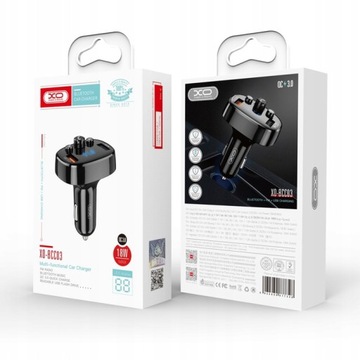 FM-ПЕРЕДАТЧИК BLUETOOTH QC 3.0 ЗАРЯДНОЕ УСТРОЙСТВО 2xUSB 20 Вт
