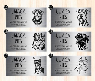 Tabliczka 20x10 cm UWAGA PIES Doberman LAMINAT Z GRAWEREM