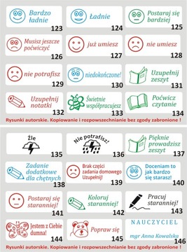 PIECZĄTKI PIECZĄTKA dla nauczycieli szkoła ocena obrazkowa