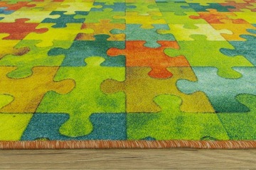 DYWAN DZIECIĘCY DO POKOJU DZIECI KOLOROWY PUZZLE NA WYMIAR FILC 200x200 cm
