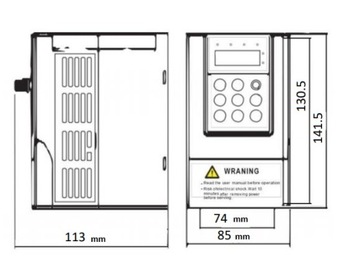 Инвертор D12-S2-0R7G-1PH однофазный 1Х230В, Скалярный, 0,75кВт, 4,0А