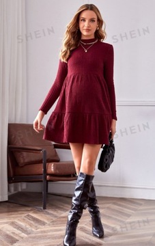 ТРИКОТАЖНОЕ ПЛАТЬЕ ДЛЯ беременной SHEIN, бордовый, 36 юаней