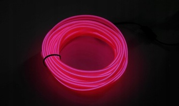 1M Światłowód El Wire Neon pasek LED RÓŻOWY dekoracja wnętrza auta