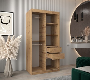 Szafa przesuwna sypialniana z regałami T3 100 cm