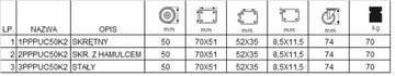 Komplet 4 kół fi50 wózek regał szafka 12PPPUC502K