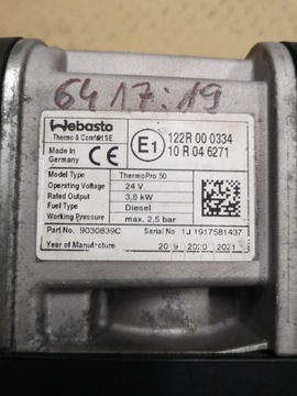 фото thumb №5, Вебасто mercedes actros mp4 a9608307961 z002 tp 50 9030381f 9030839c