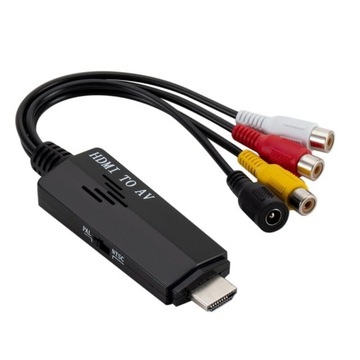 Конвертер изображения и звука из HDMI (штекер) в AV 3x RCA (гнездо)