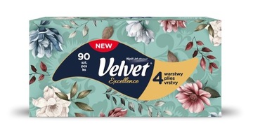 Chusteczki wyciągane Velvet Excellence uniwersalne 4W kartonik 90 sztuk