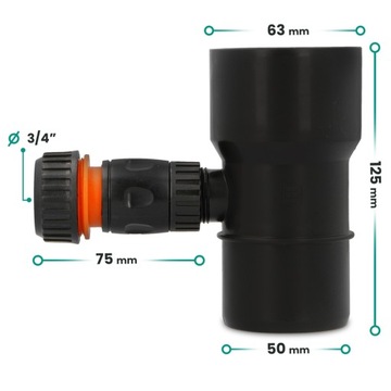ŁAPACZ DESZCZÓWKI 63 MM ZBIERACZ WODY DESZCZOWEJ ODZYSKIWACZ RYNNY CZARN X5