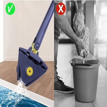ТЕЛЕСКОПИЧЕСКАЯ ВРАЩАЮЩАЯСЯ ШВАБРА ACTIONCLEAN 4 складных треугольных вставки