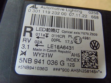 фото thumb №15, Лампа правая перед vw tiguan ii рестайлинг 5nb941036g европа