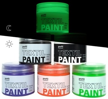 ZESTAW FARB DO MALOWANIA TKANIN JASNYCH UBRAŃ BAWEŁNY + FARBA FLUO 6x50ml