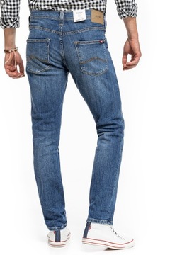 MUSTANG VEGAS MĘSKIE SPODNIE JEANSOWE SLIM FIT ZWĘŻANE DŻINSY BLUE W34 L34