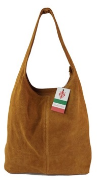 Большая замшевая итальянская сумка на молнии Vera Pelle Grey
