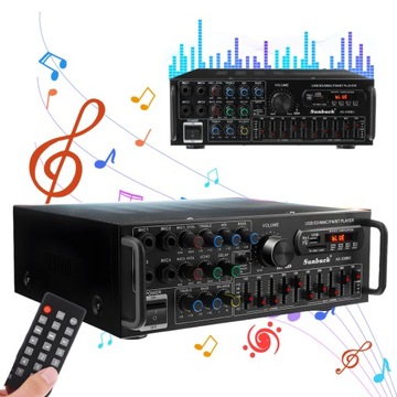 ПРИЕМНИК 2000 Вт BLUETOOTH USB СТЕРЕОУСИЛИТЕЛЬ FM-радио MP3 220 В / 12 В