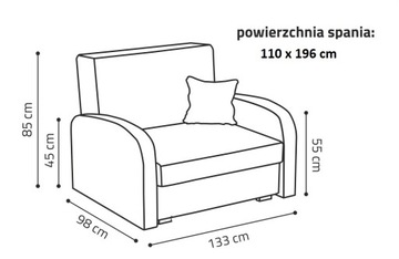 nowoczesna sofa AMBER II fotel rozkładany dwójka