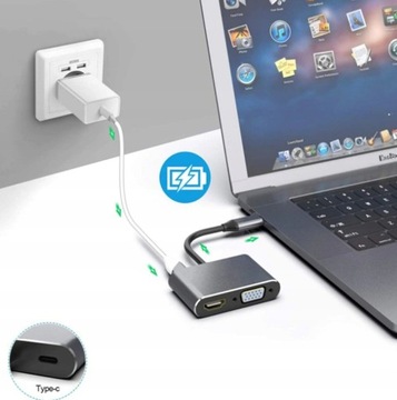 КОНЦЕНТР USB-C АДАПТЕР HDMI 4k VGA USB 3.0 PD