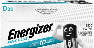 20x Bateria ENERGIZER Max Plus LR20 D R20 EP95 1,5V