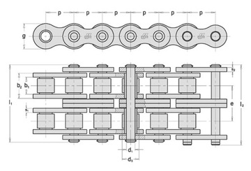 Цепь приводная роликовая 08A-2 1/2
