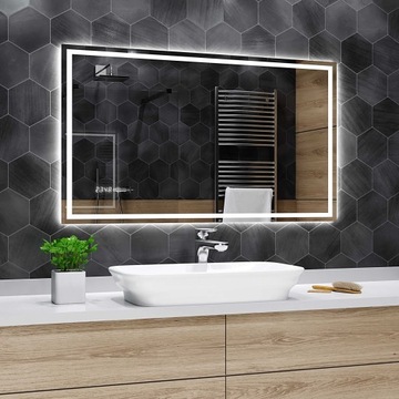 Lustro LED 120x90cm - Zegarek Dotykowy LED Atlanta