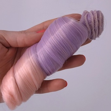 FIOLET+RÓŻ Ombre - Kręcone 15cm - Włosy do Lalek