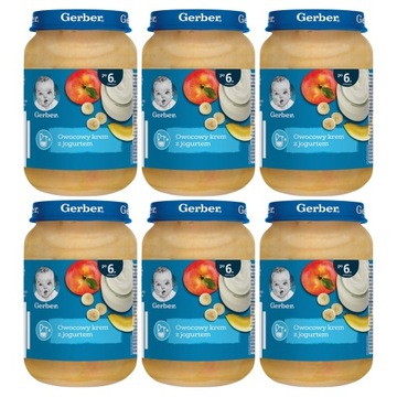 Крем GERBER Фруктовый с йогуртом для детей от 6 месяцев 6х190г