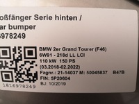 фото thumb №7, Bmw 2 f46 бампер задняя 4xpdc задний a72