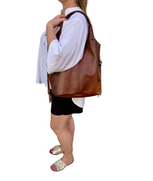 BRĄZOWA TOREBKA SKÓRA NATURALNA SHOPPER A4 torba ze skóry naturalnej