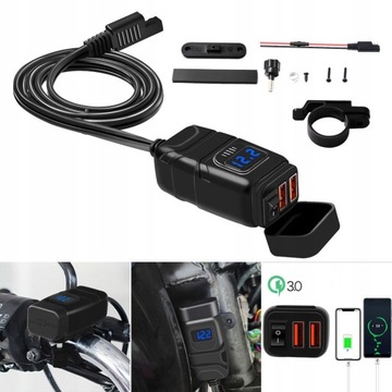 2xUSB QC3.0 вольтметр питания мотоцикла