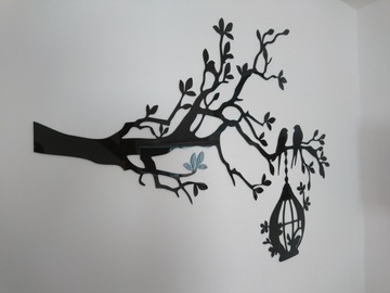 Украшение стен для 3D A056 Salon Birds на ветке 110x85 см.