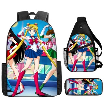 SAILOR MOON ZESTAW SZKOLNY PLECAK TORBA PIÓRNIK wysoka jakość
