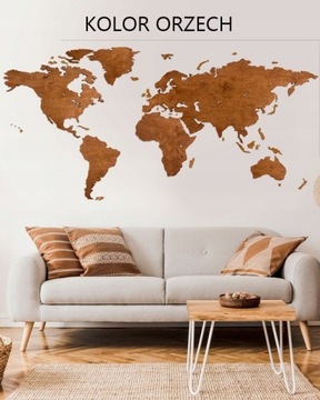 Mapa świata drewniana mapka z granicami z drewna Sikorka 180x90cm pakiet XL