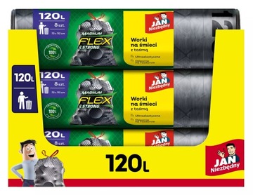 FLEX & STRONG МЕШКИ ДЛЯ МУСОРА JAN NECESSARY 70x110 см 120л - 8 шт.