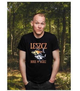LESZCZ BIERZE W DESZCZ Koszulka Wędkarska XXL