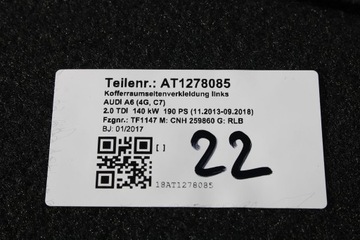 фото thumb №15, Audi a6 sedan боковина ковёр обшивки багажника 4g5863887d 4g5863888d 4g5863471