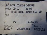 фото thumb №3, Honda civic vii 3d 01-05 кришка багажника задня